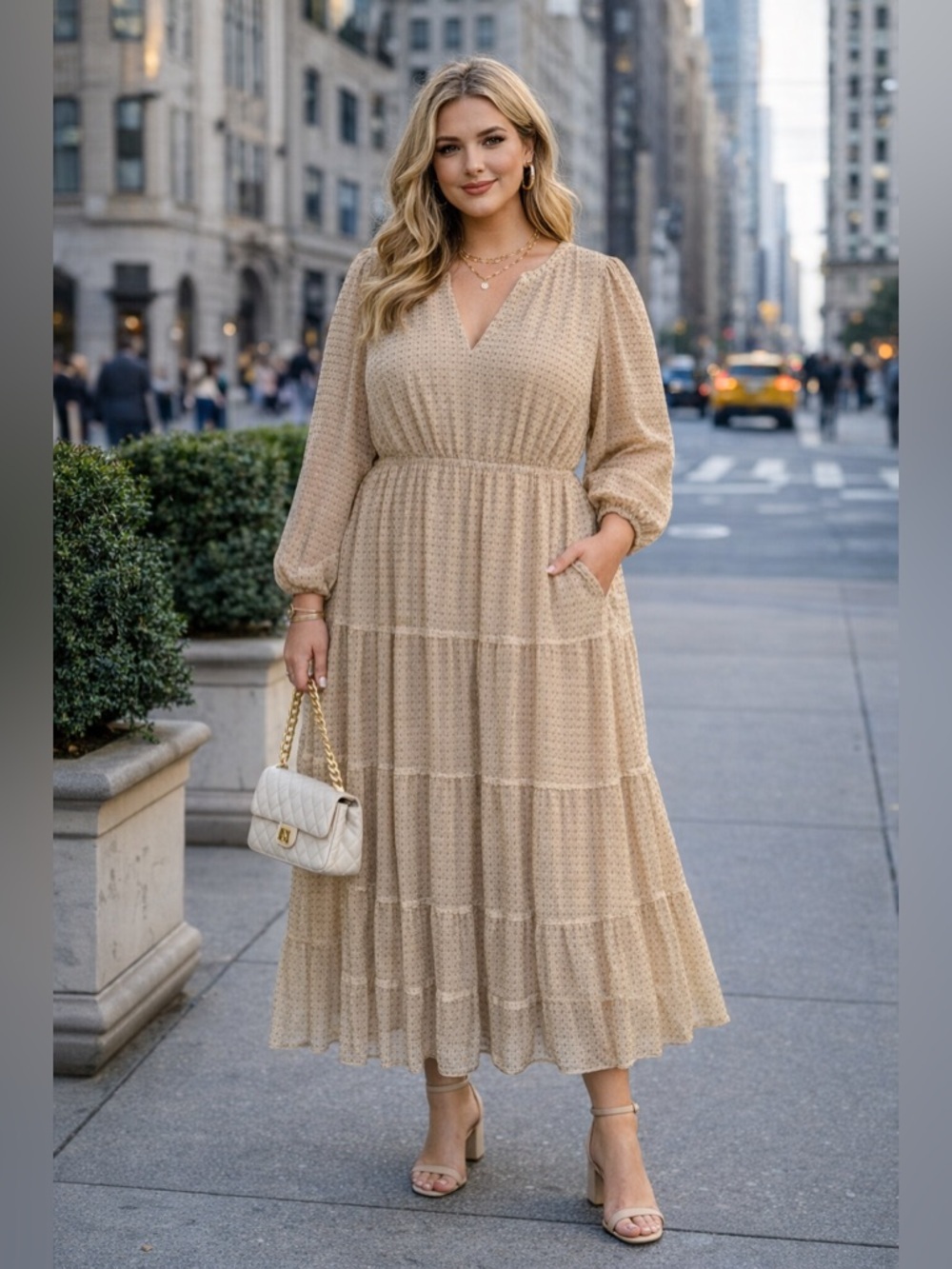 Daniel Rainn Tan Maxi Dress